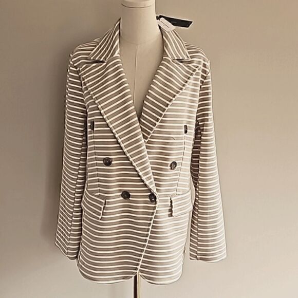BANANA REPUBLIC Pique Striped Knit Blazer Sport Jacket Spring Summer Work Office - Picture 1 of 7